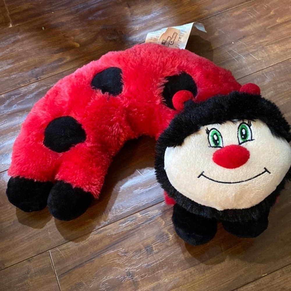 Pillow Chums Ladybug Plush Neck Pillow Kids Travel Car Plane Red Black